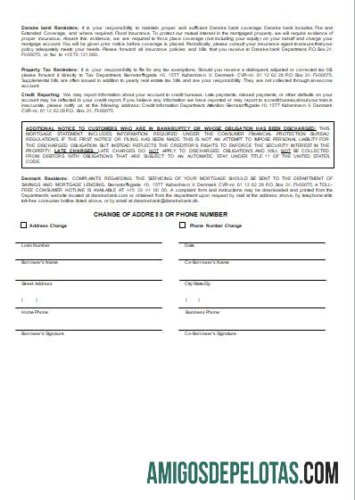 Extrato de hipoteca do banco Danskebank da Dinamarca, 3 páginas, 3 Scr exemplo